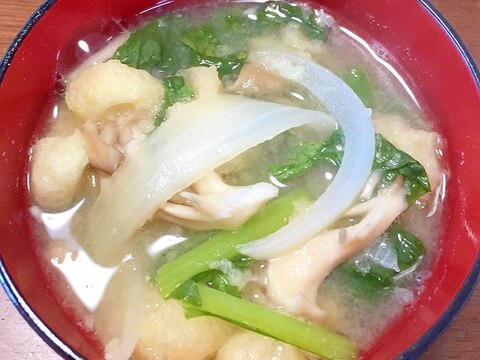 舞茸➕小松菜➕玉ねぎ➕油揚げの味噌汁